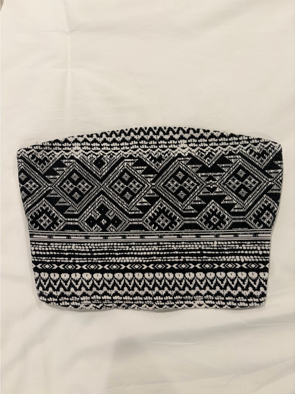 Garage Black and White Aztec Geometric Knit Bandeau Tube Top Size Small